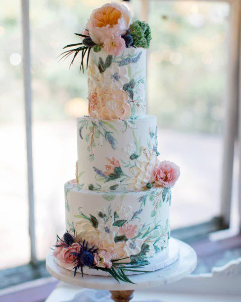 Astonishing Flower Print Wedding Cake Inspiration Lush Floral Ideas