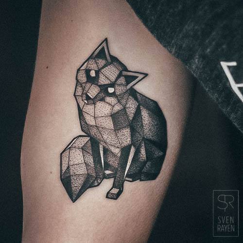 Astonishing Fox Tattoo For Girls Geometric Heavily Shaded Arm