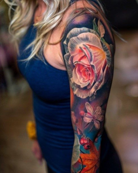 Astonishing Full Sleeve Tattoo For Girls