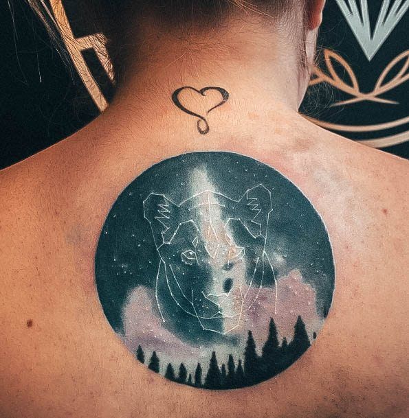 Astonishing Galaxy Tattoo For Girls White Ink Lion Back