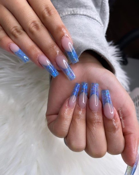 Astonishing Glitter French Tip Nail For Girls