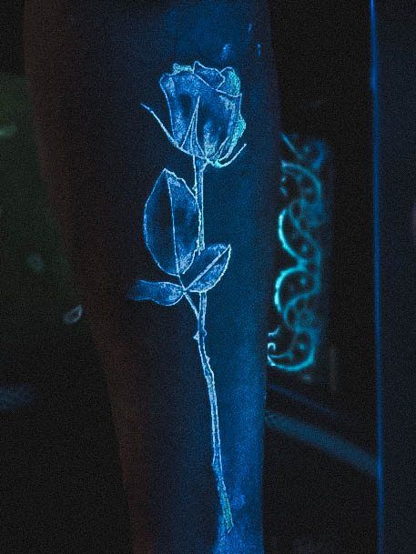 Astonishing Glow In The Dark Tattoo For Girls Uv Ink Rose With Stem Forearm