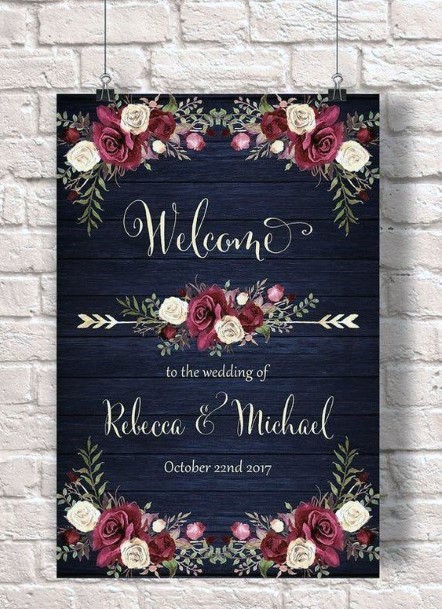 Astonishing Gorgeouse Black Sign Red White Pretty Roses Welcome Wedding Ideas