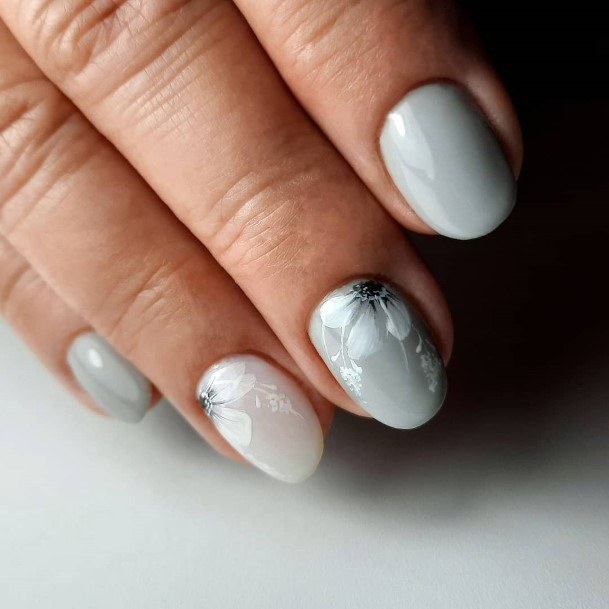 Astonishing Grey And White Nail For Girls