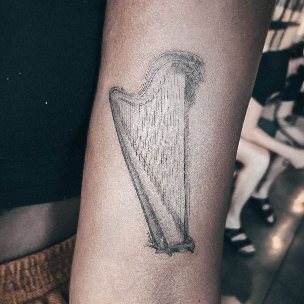 Astonishing Harp Tattoo For Girls