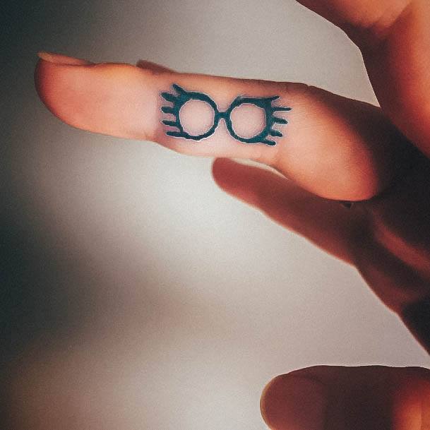 Astonishing Harry Potter Tattoo For Girls Finger Eyeglasses