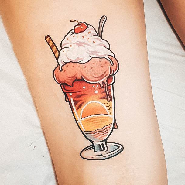 Astonishing Ice Cream Tattoo For Girls