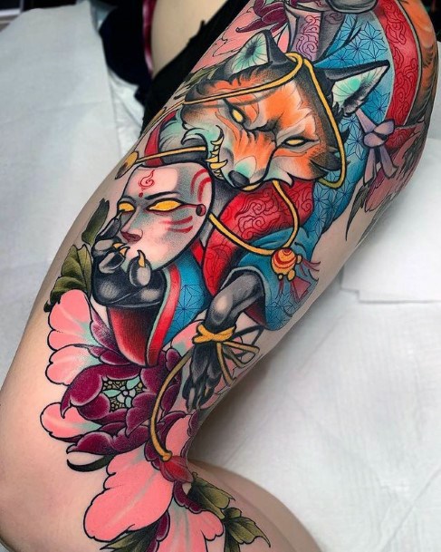 Astonishing Kitsune Tattoo For Girls