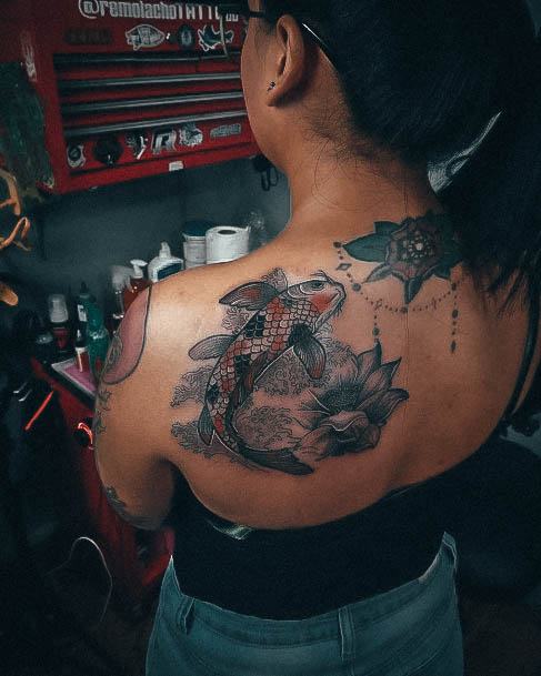 Astonishing Koi Fish Tattoo For Girls Shoulders