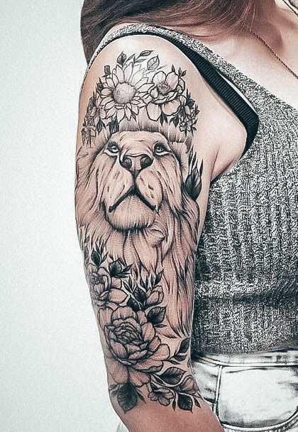 Astonishing Leo Tattoo For Girls Half Sleeve Lion Themed