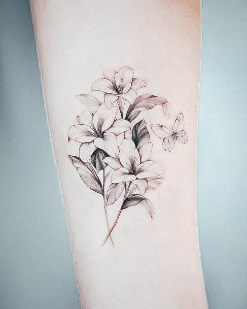 Astonishing Lily Tattoo For Girls Small Forearm With Butterfly