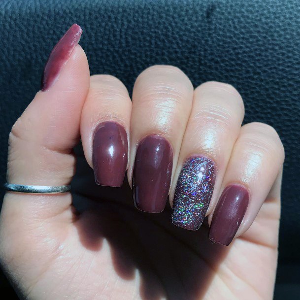 Astonishing Maroon And Silver Nail For Girls