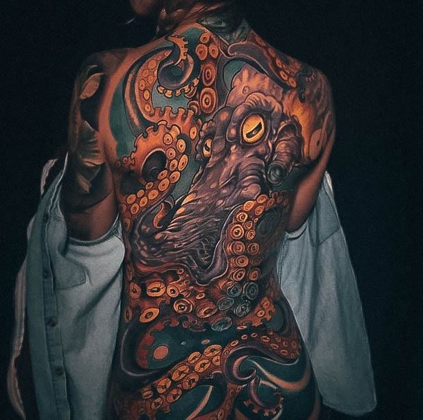 Astonishing Octopus Tattoo For Girls Full Back