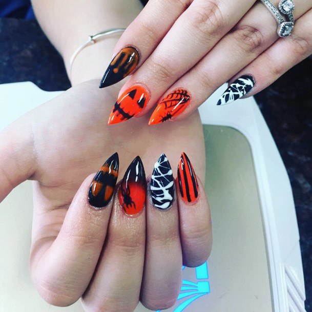 Astonishing Orange And Black Nail Design Halloween Spooky Ideas For Ladies