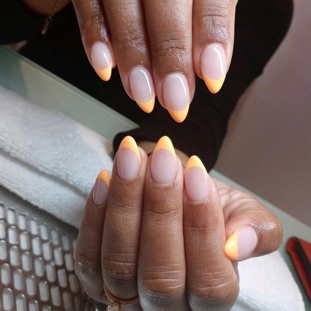 Astonishing Orange French Tip Nail For Girls