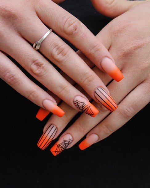 Astonishing Orange Ombre Nail For Girls