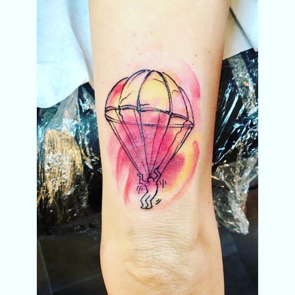 Astonishing Parachute Skydiving Tattoo For Girls