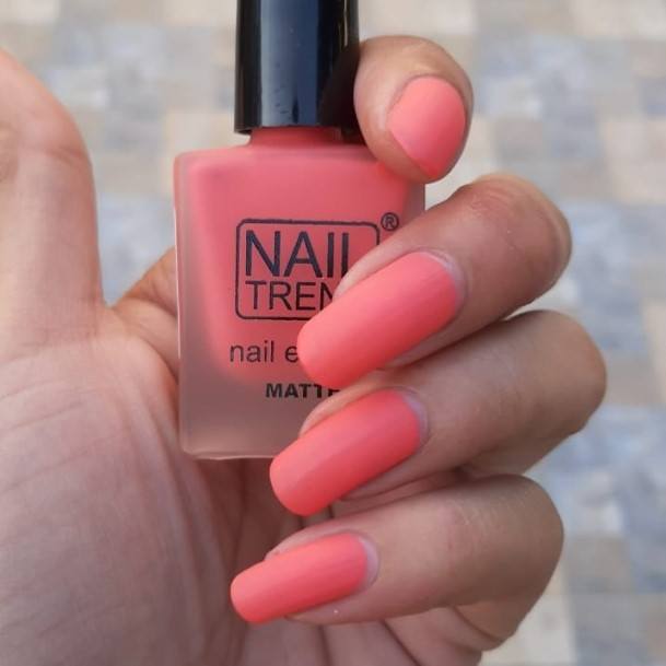 Astonishing Peach Matte Nail For Girls