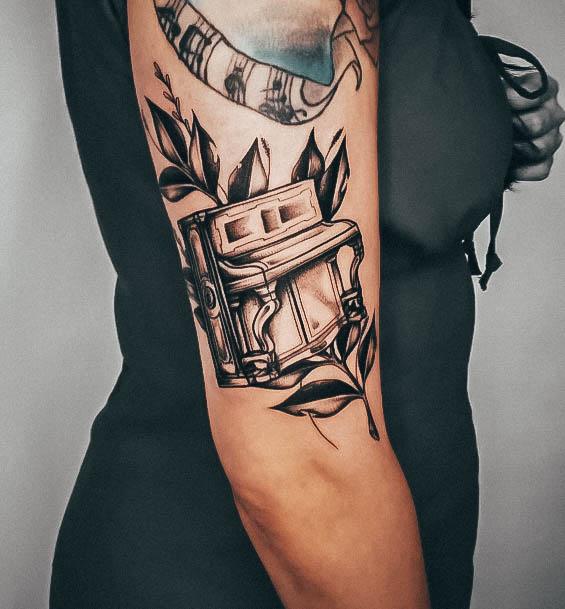 Astonishing Piano Tattoo For Girls