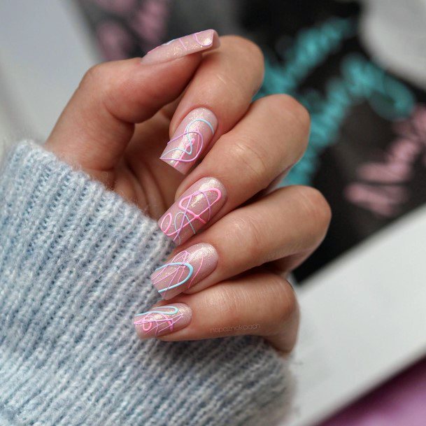 Astonishing Pink And Blue Nail For Girls