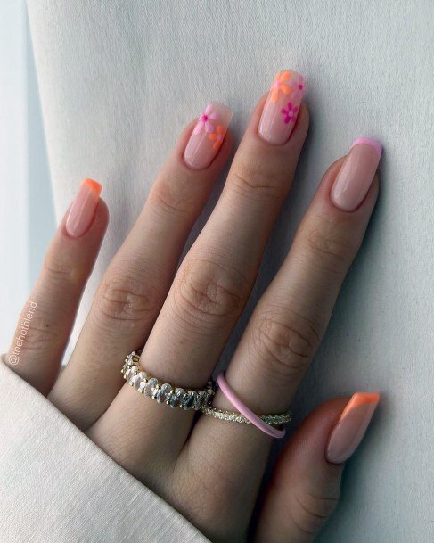 Astonishing Pink And Orange Nail For Girls