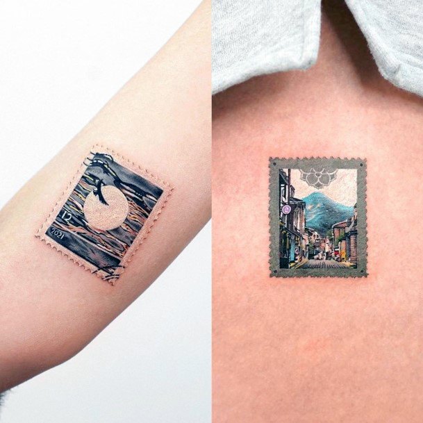 Astonishing Postage Stamp Tattoo For Girls