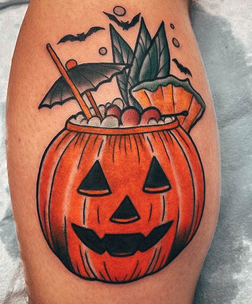 Astonishing Pumpkin Tattoo For Girls