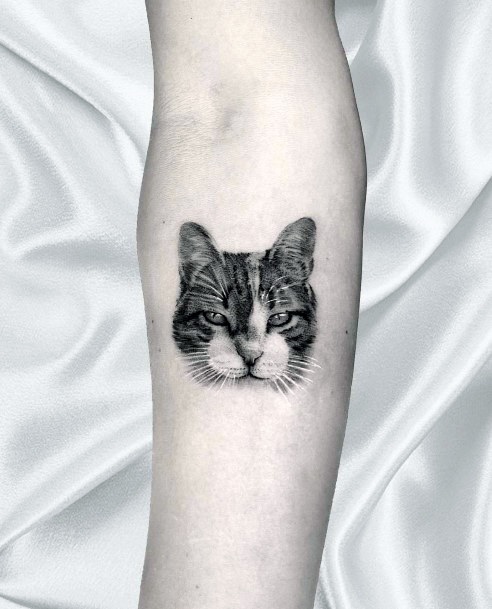 Astonishing Realism Tattoo For Girls Cat