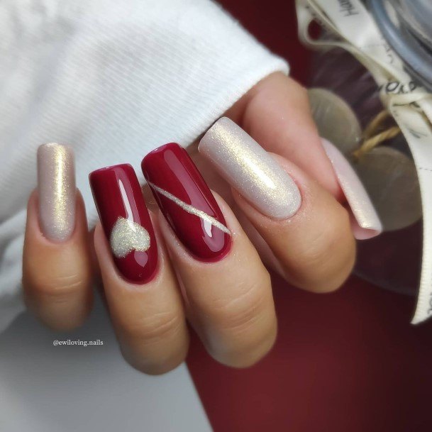 Astonishing Red And Grey Nail For Girls