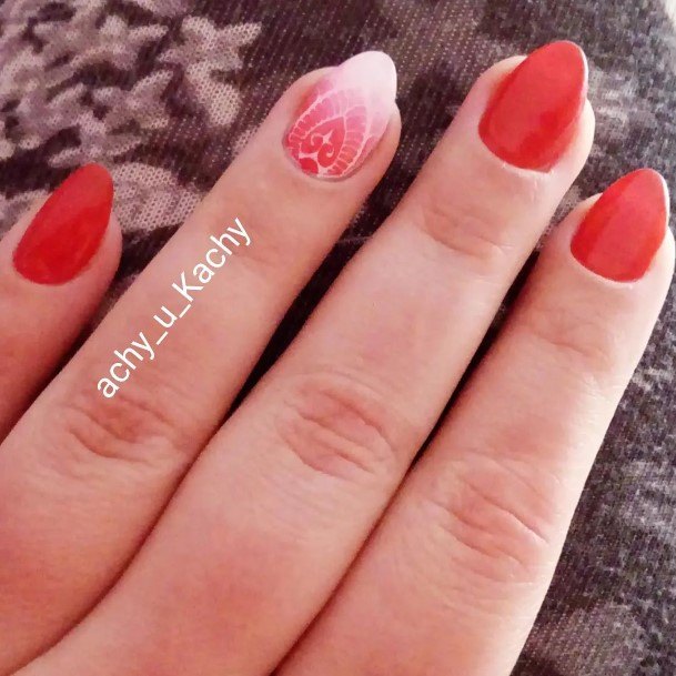 Astonishing Red And White Nail For Girls