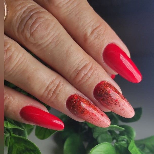 Astonishing Red Ombre Nail For Girls