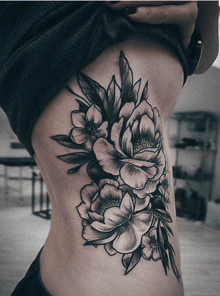 Astonishing Rib Tattoo For Girls Flowers