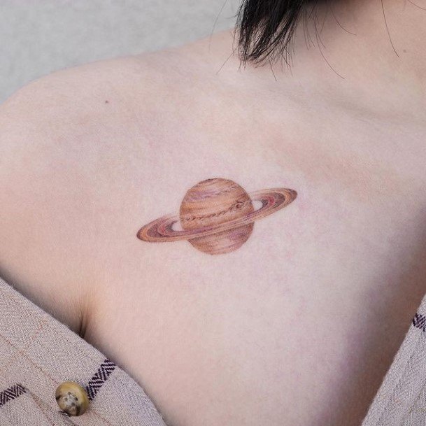 Astonishing Saturn Tattoo For Girls