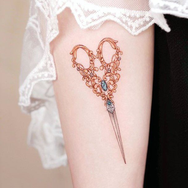 Astonishing Scissors Tattoo For Girls
