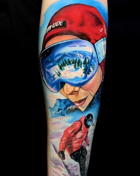 Astonishing Skiing Tattoo For Girls