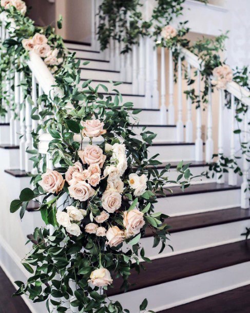 Astonishing Staircase Handrail Floral Greenery Inspiration For Wedding Ideas