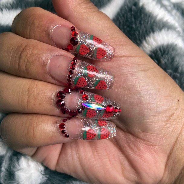 Astonishing Strawberry Long Cute Nail Inspiration For Women