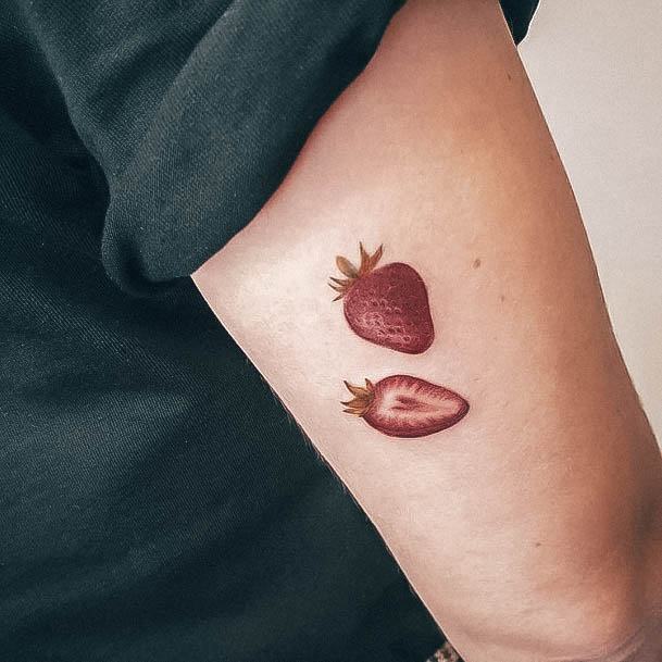 Astonishing Strawberry Tattoo For Girls