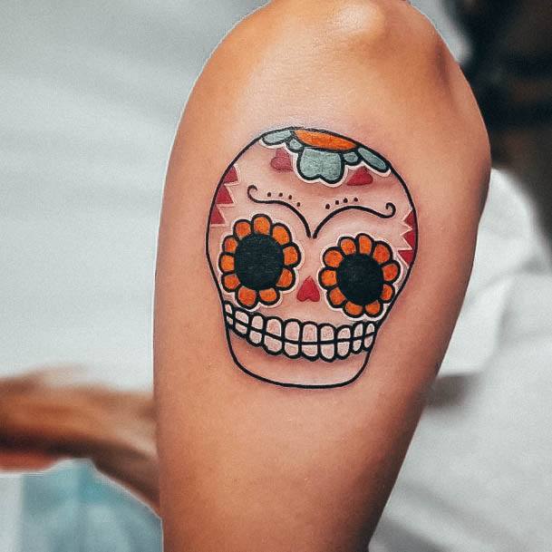 Astonishing Sugar Skull Tattoo For Girls Outer Forearm