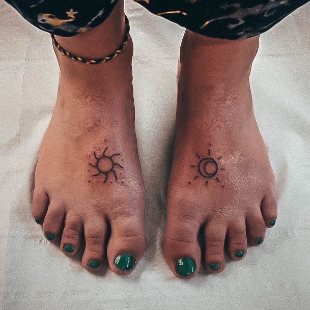 Astonishing Sun And Moon Tattoo For Girls Feet Simple Tiny