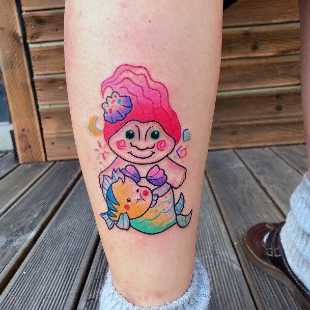 Astonishing Troll Doll Tattoo For Girls