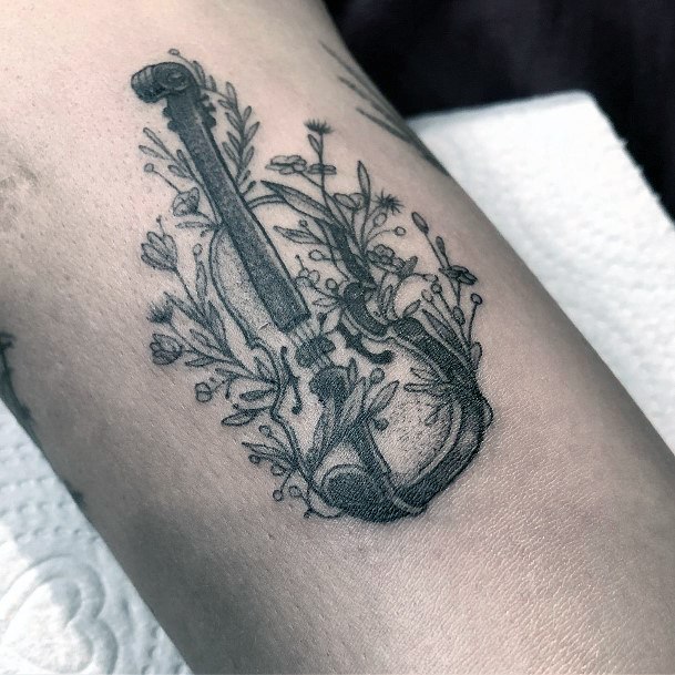 Astonishing Violin Tattoo For Girls