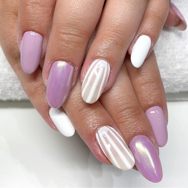 Astonishing White And Purple Nail For Girls