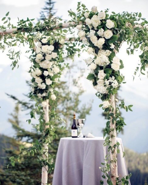 Astonishing White Blooms Greenery Wedding Arbor Inspiration