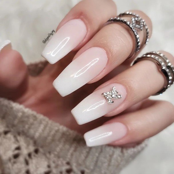 Astonishing White Ombre Nail For Girls