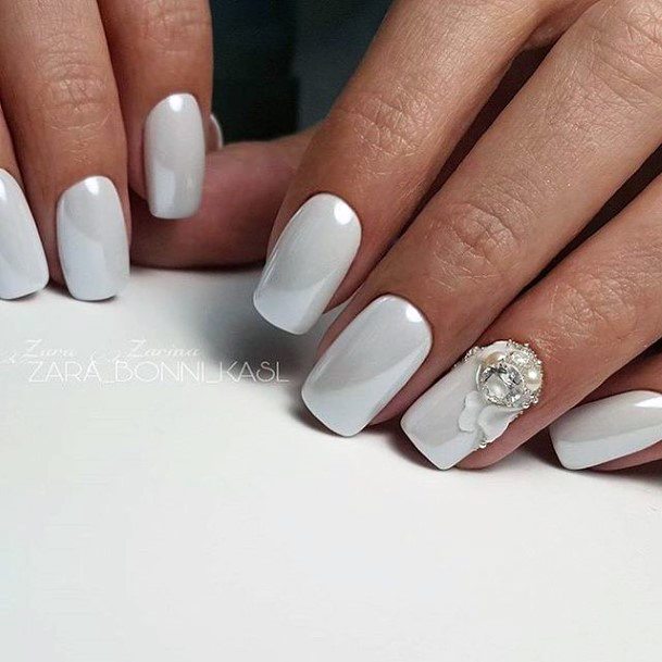 Astonishing White Prom Nail For Girls