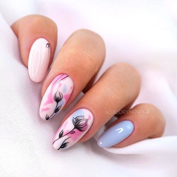 Astonishing White With Flowers Nail For Girls