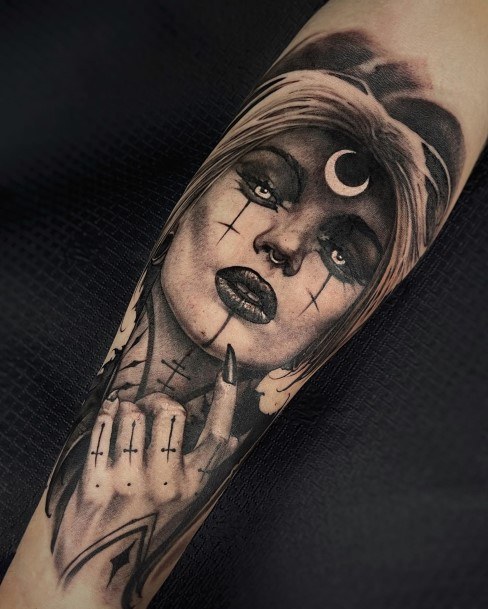 Astonishing Witch Tattoo For Girls