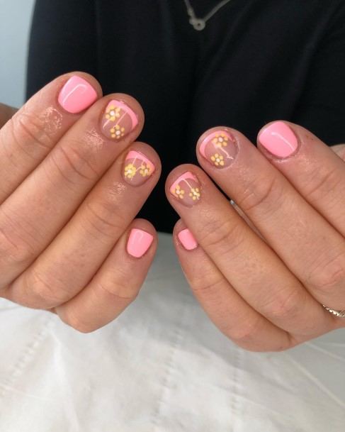 Astonishing Yellow And Pink Nail For Girls