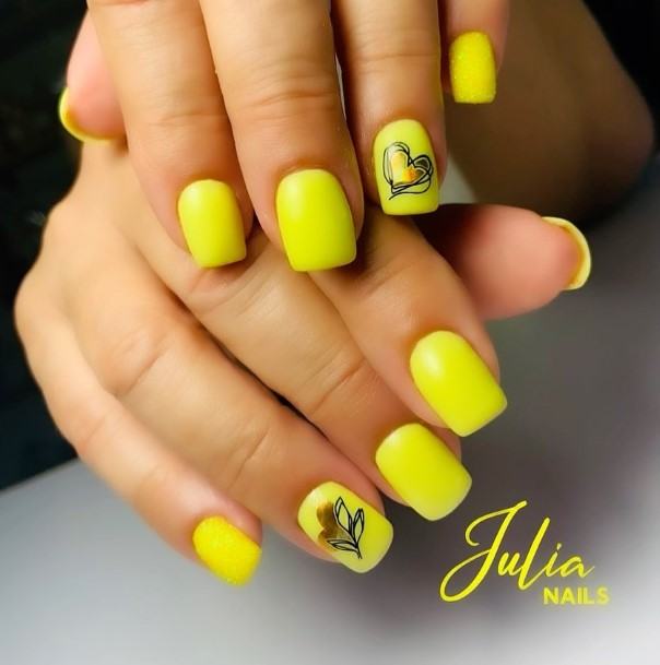 Astonishing Yellow Square Nail For Girls